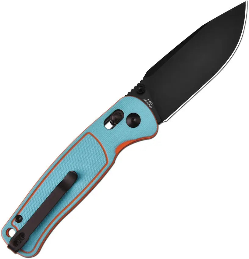 CJRB Shale Blue/Orange Crossbar Lock Folding Knife