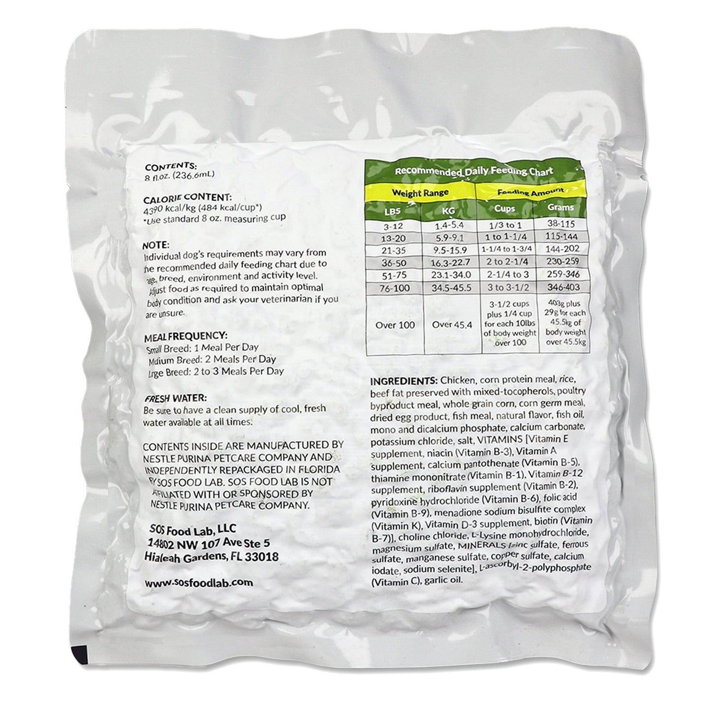 Grab and Go Pet Food Ration, Dog, 8oz Pack