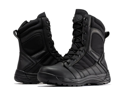 Botas Pro Black Men's 8 inch Side Zipper Rubber Sole Tactical Boots BMP110BK