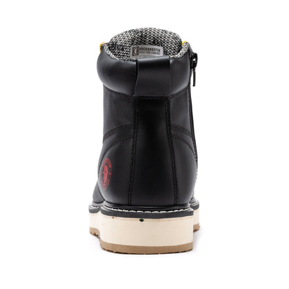 ROCKROOSTER Magnolia Men's 6 inch Black Soft Toe Zip Sided Wedge Work Boots SAP310