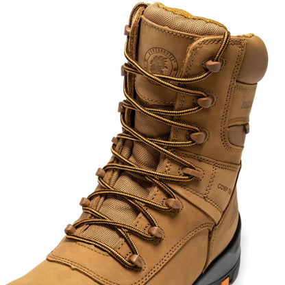 rockrooster Beaufort Men's Brown 8 inch Waterproof Composite Toe Work Boots AK831