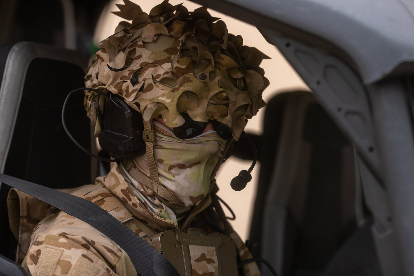 PolTact V2 Tactical Comms Helmet Headset w/ Active Hearing Protection - Harris Falcon III RF-7800S SPR - 9 Pin Fischer Connector