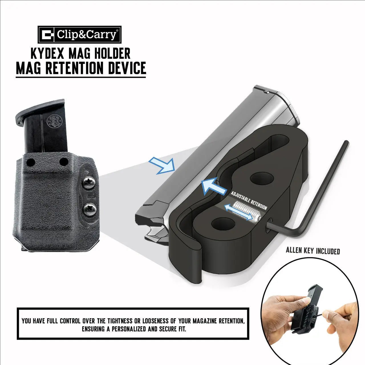 Adjustable Kydex IWB/OWB Mag Holder