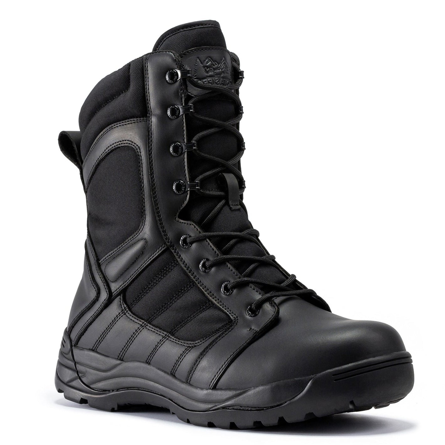 Botas Pro Black Men's 8 inch Side Zipper Rubber Sole Tactical Boots BMP110BK