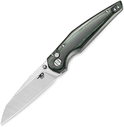 Bestech Green/Black Micarta Snakebird Button Lock Folding Knife