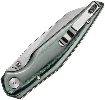 Bestech Green/Black Micarta Snakebird Button Lock Folding Knife