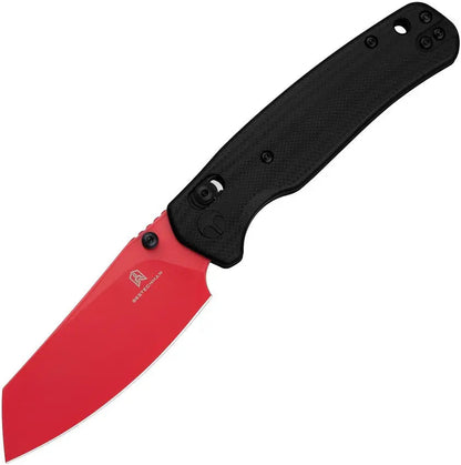 Bestech Cicada's Wing Folding Knife - Black G10 Handle Red 10Cr15CoMoV Blade B-Lock