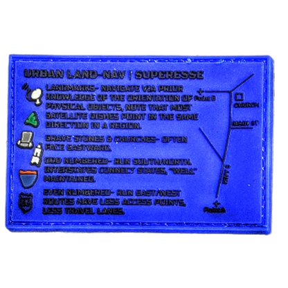 Storage Pocket Patch - Urban Land-Nav w/ Strip Map Diagram and Contingency Navigation Tactics