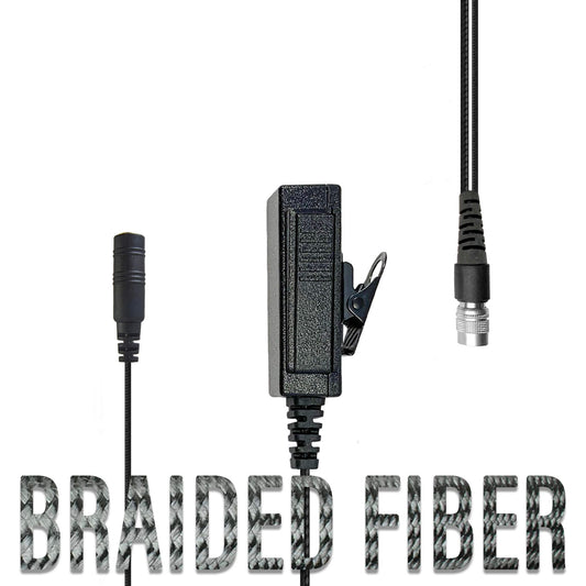 Tactical Braided Fiber Mic & 3.5mm Female Audio Jack w/ Quick Disconnect (Hirose) Connector