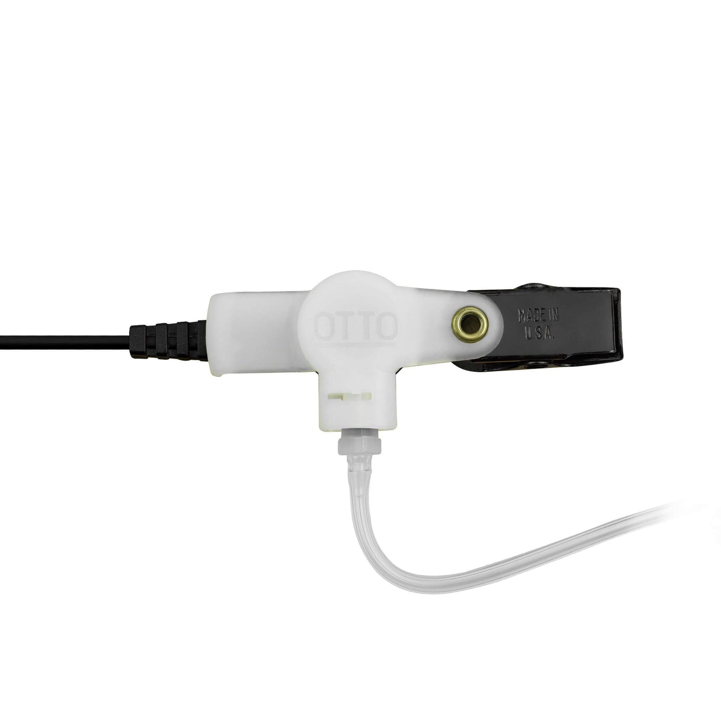 2.5mm Listen Only Intrinsically Safe Made in the USA OTTO Radio Earpiece Clear Tube & Clear Transducer - EF Johnson, Harris, M/A Com, Otto, Tait - Connects To Speaker Mic
