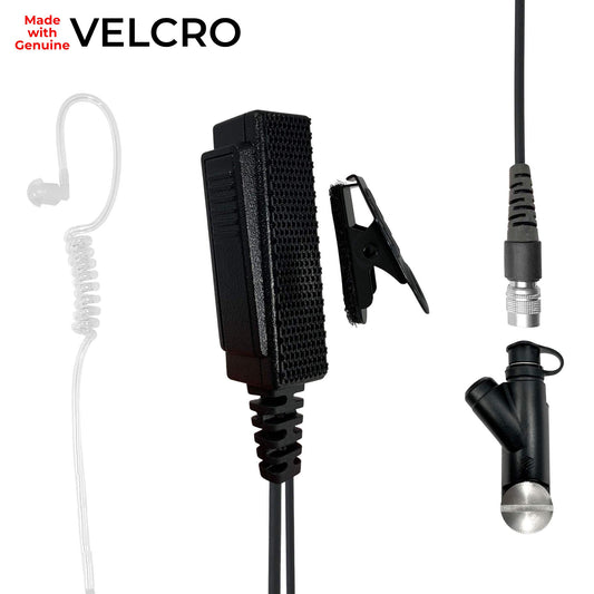 Velcro Mic & Earpiece Radio Kit w/ Quick Disconnect (Hirose) - Harris XL-150/P, XG-100/P, XL-185/P/Pi, XL-200/P/Pi, XL-400