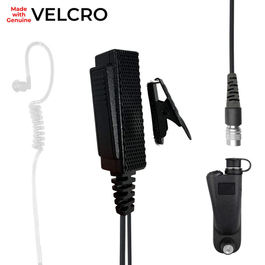 Velcro Mic & Earpiece Radio Kit w/ Quick Disconnect (Hirose) - Motorola: APX (Apex) Series, XPR Series, SRX2200, & More