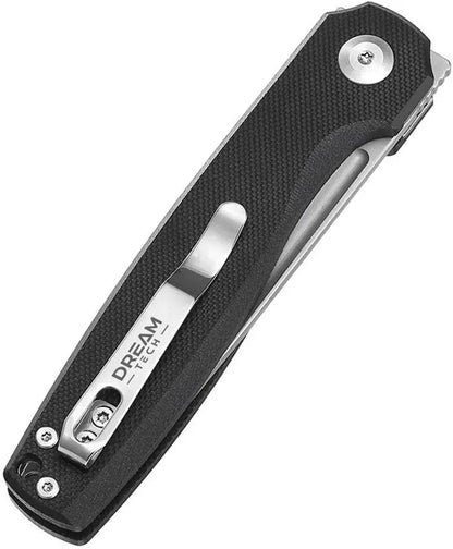 Dreamtech Black Button Lock D2 Tanto Folding Knife