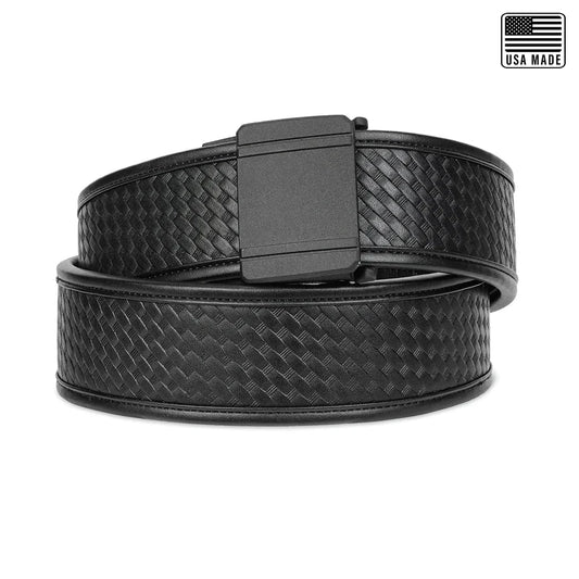 Adjustable 2.25 inch basketweave duty belt with D1 buckle full kit front view