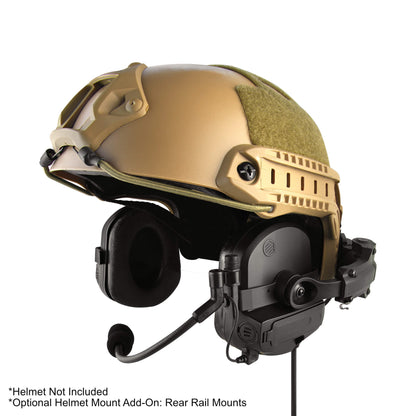 PolTact V2 Tactical Comms Helmet Headset w/ Active Hearing Protection - EF Johnson: All 51, 5000, 5100, 7700, 8100 Series, Ascend, Kenwood VP400, VP600, VP900 & More