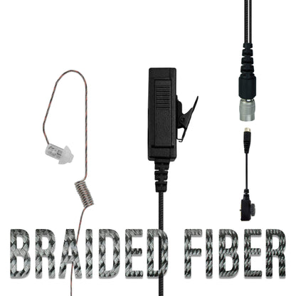 Braided Fiber Tactical Mic & Invisible Series Tubeless Earpiece Complete Kit w/ Quick Disconnect (Hirose) - Sonim XP5, XP5plus, XP5s, XP8, XP10, SoftBank