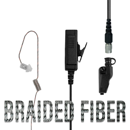 Braided Fiber Tactical Mic & Invisible Series Tubeless Earpiece Complete Kit w/ Quick Disconnect (Hirose) - Kenwood All Multi-Pin TK & NX Series