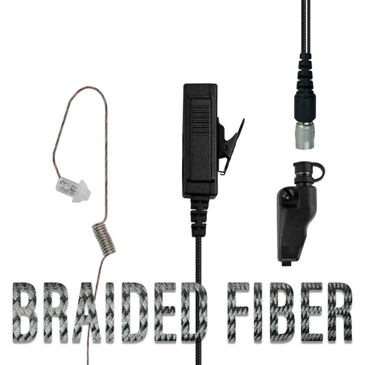 Braided Fiber Tactical Mic & Invisible Series Tubeless Earpiece Complete Kit w/ Quick Disconnect (Hirose) - Kenwood All Multi-Pin TK & NX Series
