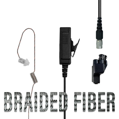 Braided Fiber Tactical Mic & Invisible Series Tubeless Earpiece Complete Kit w/ Quick Disconnect (Hirose) - Motorola XTS Series, HT/JT1000, MT/MTS2000, MTX838/900/8000/9000, PR1500 & More