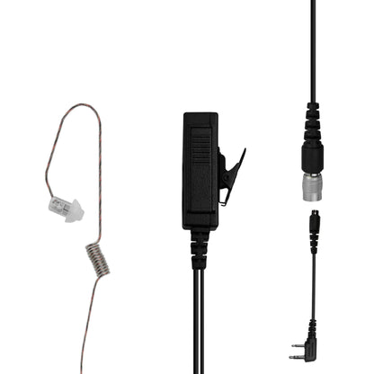 Patrol Mic & Invisible Series Tubeless Earpiece Complete Tactical Kit w/ Quick Disconnect (Hirose) - All Kenwood 2 Pin TK & NEXEDGE (NX), Baofeng, BTECH, Rugged Radios, Diga-Talk, TYT, AnyTone, Alinco, Relm/BK Radio, Quansheng, Wouxon, Retevis