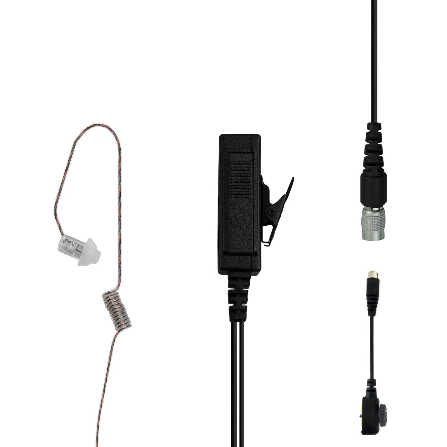 Patrol Mic & Invisible Series Tubeless Earpiece Complete Tactical Kit w/ Quick Disconnect (Hirose) - Sonim XP5, XP5plus, XP5s, XP8, XP10, SoftBank