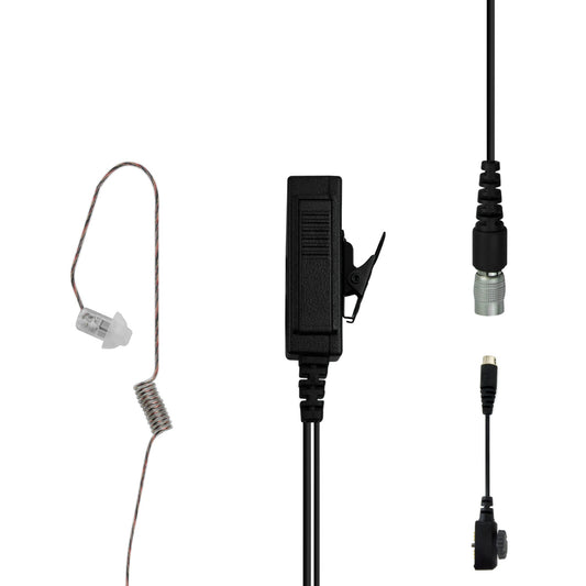 Patrol Mic & Invisible Series Tubeless Earpiece Complete Tactical Kit w/ Quick Disconnect (Hirose) - Sonim XP5, XP5plus, XP5s, XP8, XP10, SoftBank