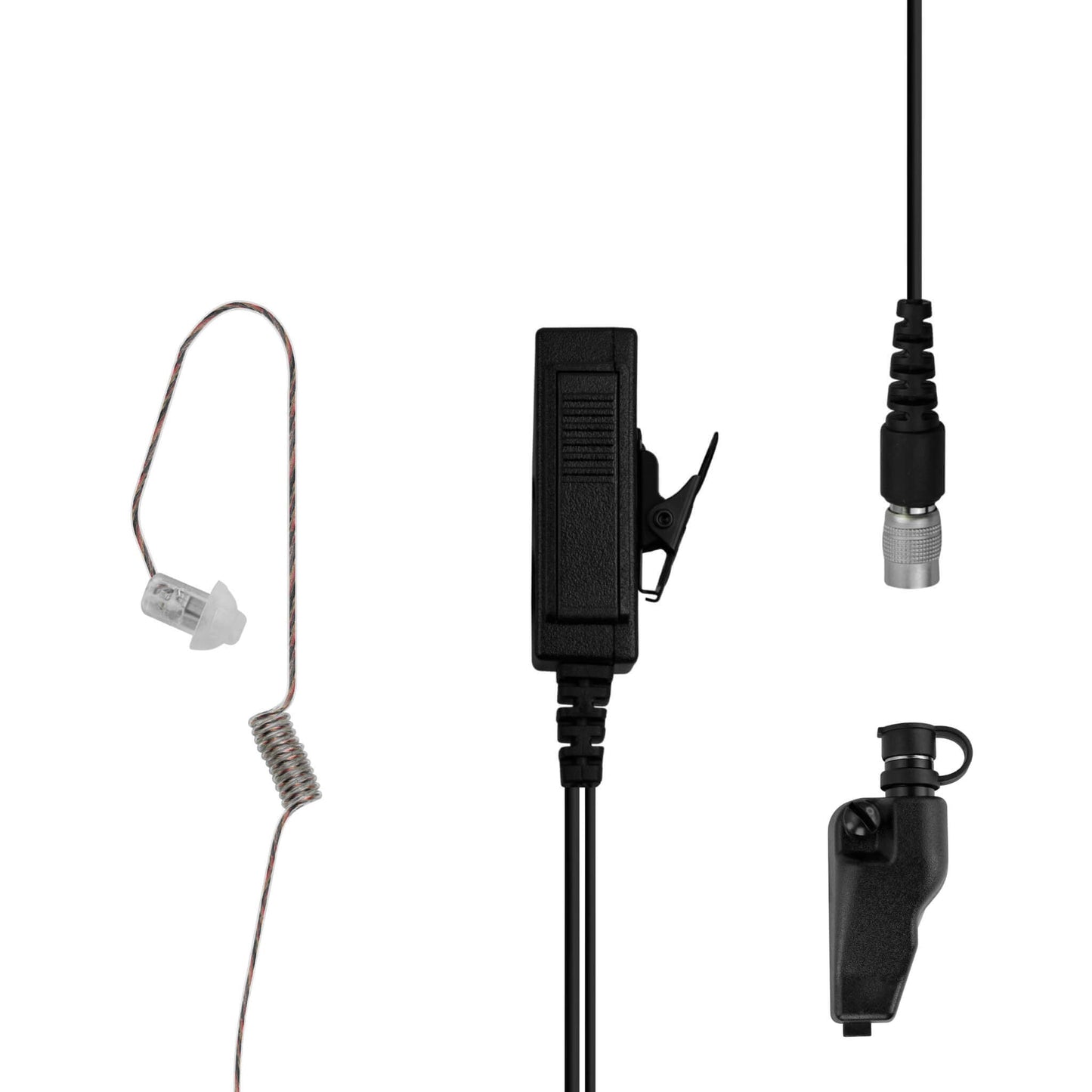 Patrol Mic & Invisible Series Tubeless Earpiece Complete Tactical Kit w/ Quick Disconnect (Hirose) - EF Johnson VP5000 VP6000 VP8000 Series