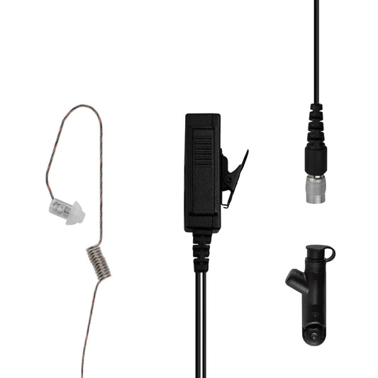 Patrol Mic & Invisible Series Tubeless Earpiece Complete Tactical Kit w/ Quick Disconnect (Hirose) - Motorola R7, MXP600, ION & N Series