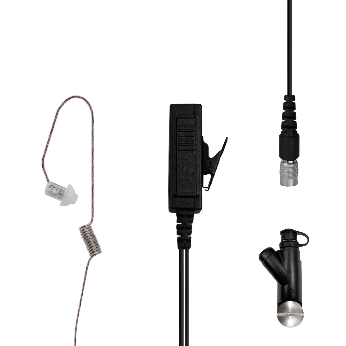 Patrol Mic & Invisible Series Tubeless Earpiece Complete Tactical Kit w/ Quick Disconnect (Hirose) - Harris: XL-150/P, XG-100/P, XL-185/P/Pi, XL-200/P/Pi, XL-400
