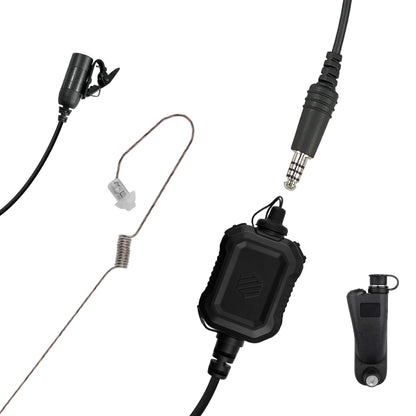 Tactical Mic / Invisible Tubeless Earpiece / Tactical PTT Kit w/ Quick Disconnect (Hirose) Adapter- Motorola: APX (Apex) Series, XPR Series, SRX2200, & More
