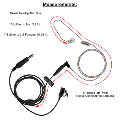 Tactical Mic / Invisible Tubeless Earpiece / Tactical PTT Kit w/ Quick Disconnect (Hirose) Adapter- Motorola: APX (Apex) Series, XPR Series, SRX2200, & More