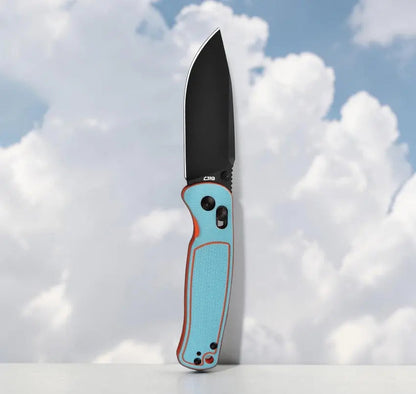 CJRB Shale Blue/Orange Crossbar Lock Folding Knife