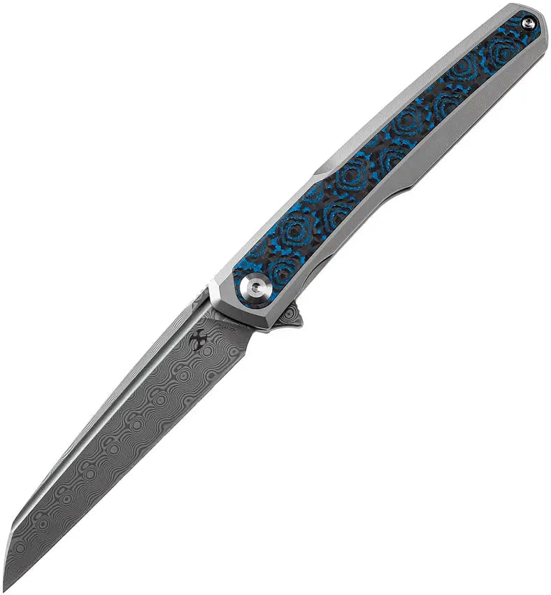 Kansept Arcus Damascus Framelock Folding Knife w/ Carbon Fiber Inlay