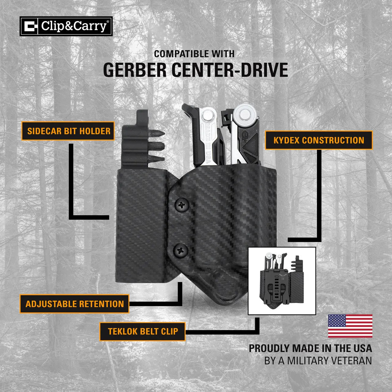 Kydex Sheath for the Gerber Center-Drive w/ Bit Sidecar