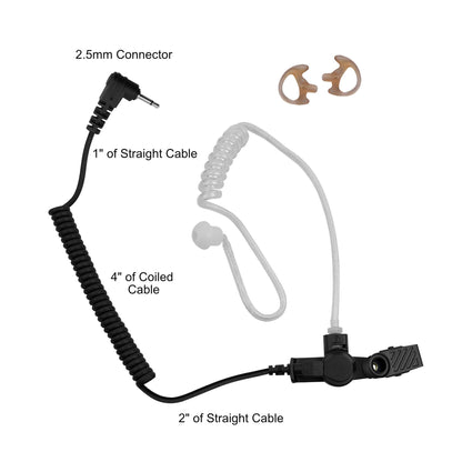 Listen Only 2.5mm Tactical Acoustic Tube Earpiece - Harris, M/A Com, Otto, Tait - Connects To Speaker Mic