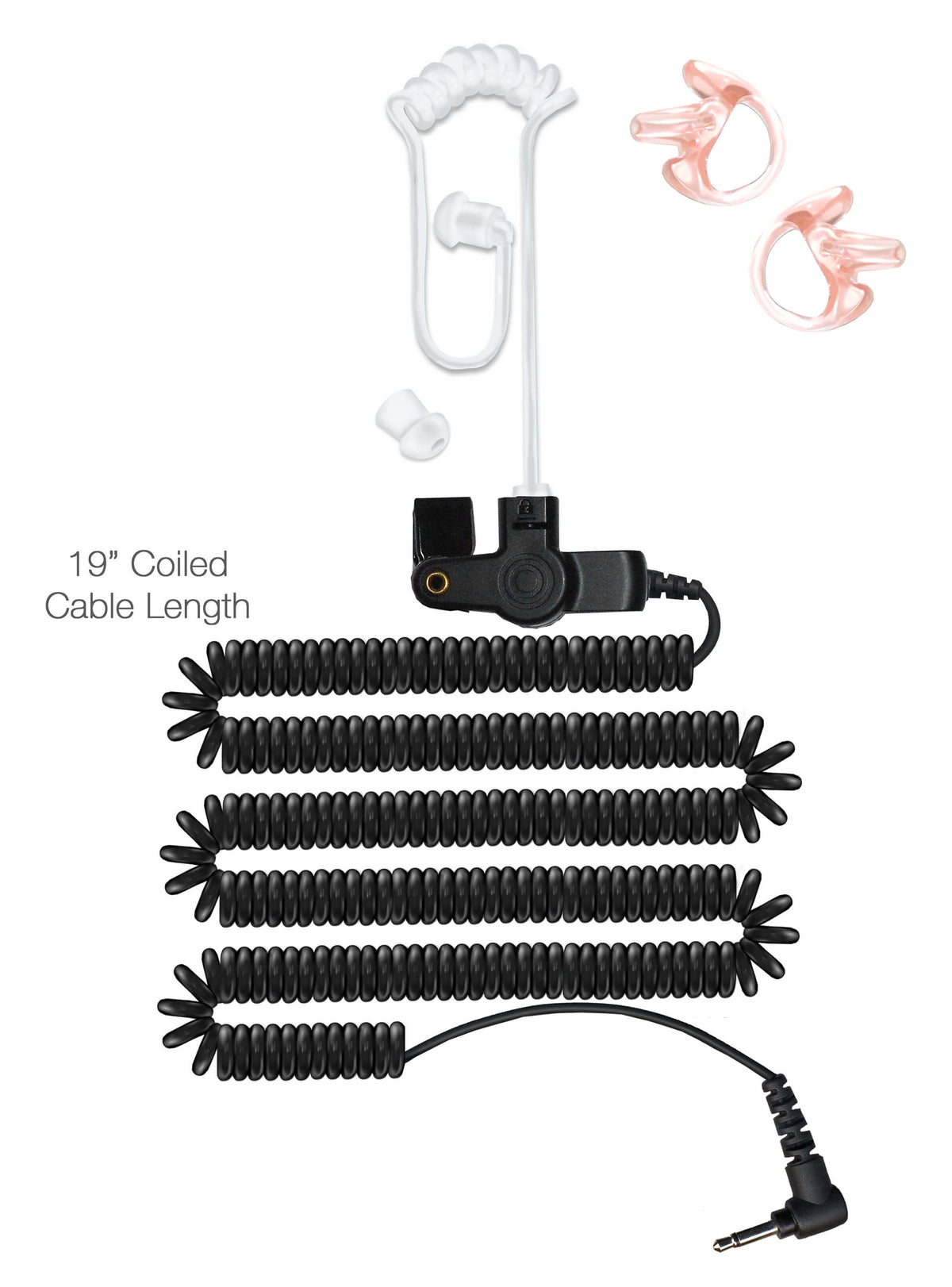 3.5mm Listen Only, Long Cable, Clear Tube Radio Earpiece - Motorola, C ...