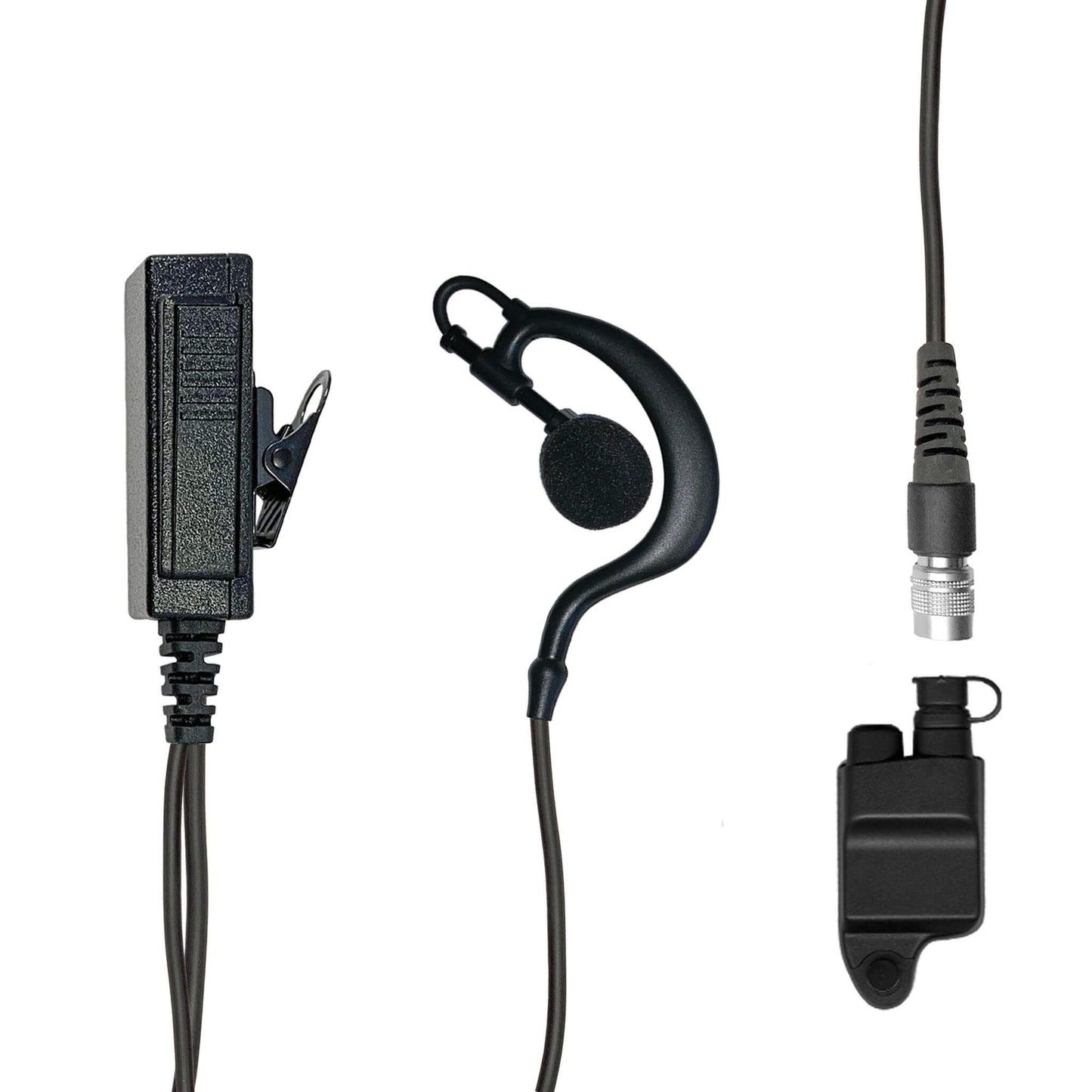 Mic & Ear Hook Earpiece Radio Kit - Quick Disconnect (Hirose) Harris: All P5300 P5400 P5500 P7300 Series, XG-15/25/75, XL-45, XL-95 & More
