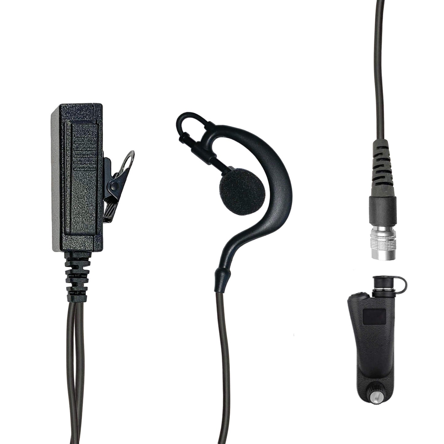 Mic & Ear Hook Earpiece Radio Kit - Quick Disconnect (Hirose) Maxon/Tecnet, RCA - PRODIGI Digital & More
