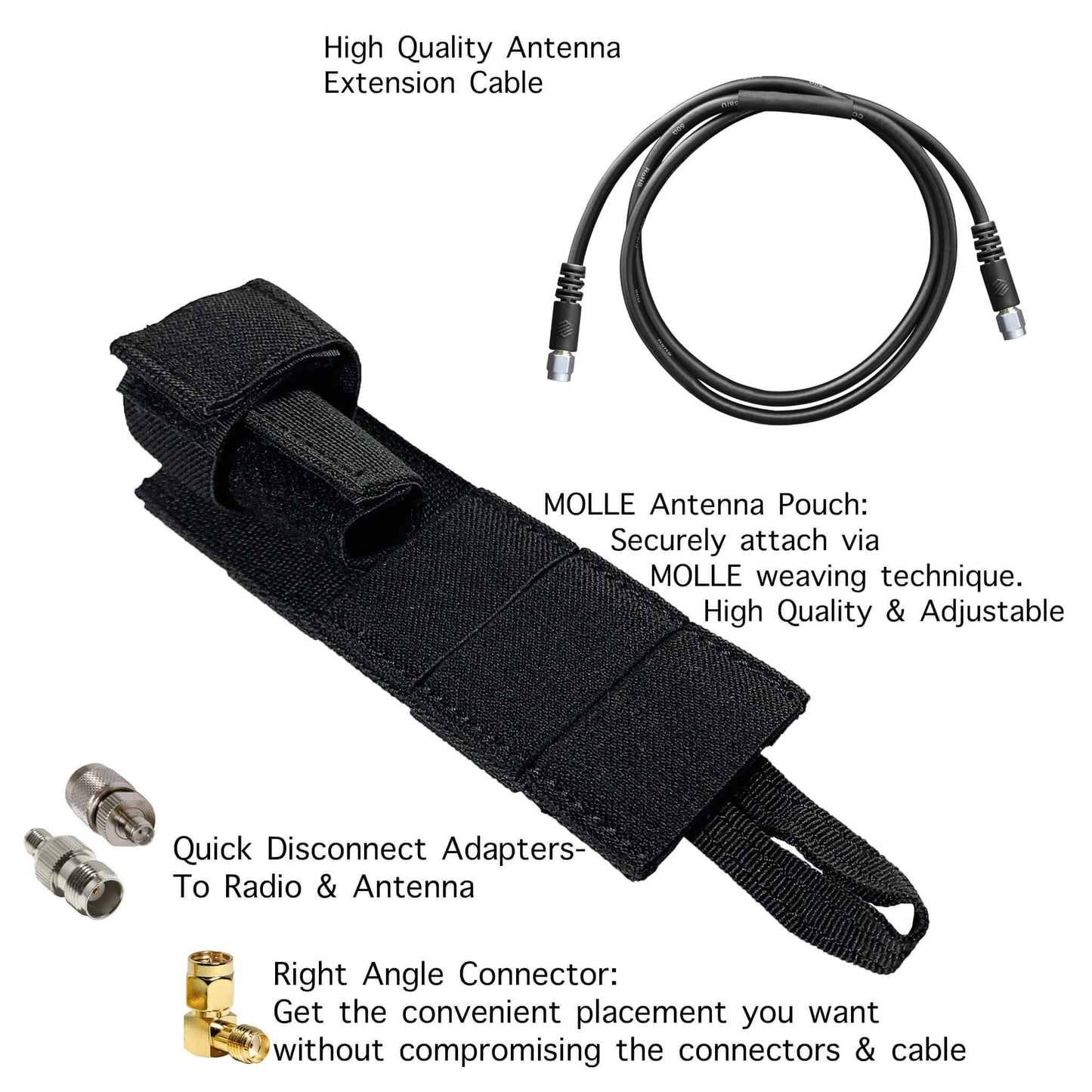 Tactical Antenna Relocation Kit(Black, Tan, or Green) - Military Radios: Harris, Thales, Tri, PRC, Falcon Series, MBITR Series