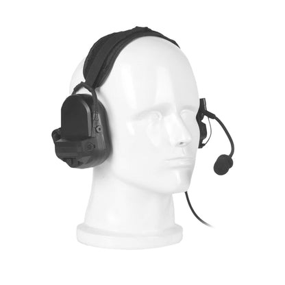 Tactical Radio Headset(Behind-The-Neck) w/ Active Hearing Protection - Neckband Headset Only - Compatible w/ Peltor, TCI, TEA