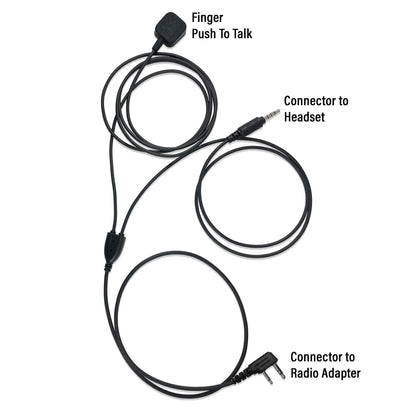 Competition/Race In-Helmet & Push To Talk Kit - 2 Pin Kenwood, Baofeng, BTECH, Rugged Radios, Diga-Talk, TYT, AnyTone, Alinco, Relm/BK Radio, Quansheng, Wouxon, Retevis, Rocky Talkie Mountain Radio