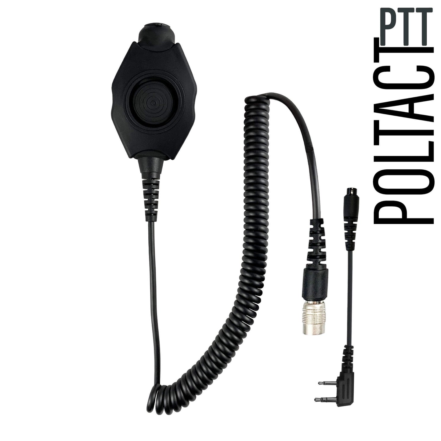 Tactical Radio Adapter/PTT for Headset w/ Quick Disconnect(Hirose): US/Civilian/"Peltor" Wiring, Select ComTac III, XPI Models & Select Helicopter Headsets - 2 Pin Kenwood, Baofeng, BTECH, Rugged Radios, AnyTone, Alinco, Retevis & More