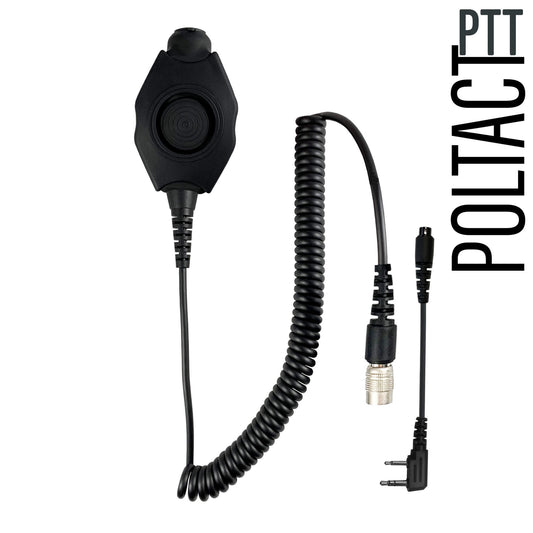 Tactical Radio Adapter/PTT for Headset w/ Quick Disconnect(Hirose): US/Civilian/"Peltor" Wiring, Select ComTac III, XPI Models & Select Helicopter Headsets - 2 Pin Kenwood, Baofeng, BTECH, Rugged Radios, AnyTone, Alinco, Retevis & More