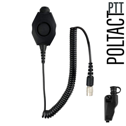 Tactical Radio Amplified PTT for Headset w/ Quick Disconnect(Hirose): Gentex, Ops-Core, OTTO, 3M Peltor ComTac, XPI, MSA, Helicopter, & More - EF Johnson VP5000 VP6000 VP8000 Series