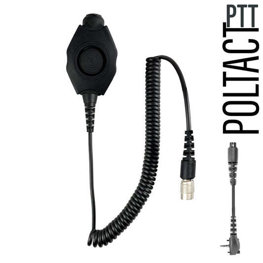 Tactical Radio Adapter/PTT for Headset(Hirose)(w/ Electret Mic): NATO/Military Wiring, OTTO, 3M Peltor ComTac, XPI, Helicopter, & More - Vertex: 1 Pin w/ Security Screws