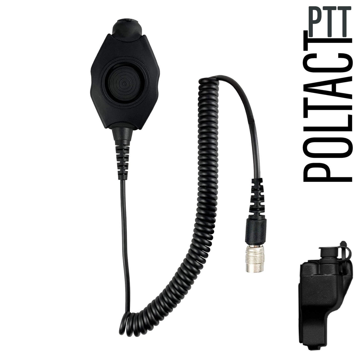 Tactical Radio Amplified PTT for Headset w/ Quick Disconnect(Hirose): US/Civilian/"Peltor" Wiring, Select ComTac III, XPI Models & Select Helicopter Headsets - EF Johnson: All 51, 5000, 5100, 7700, 8100 Series, Ascend, Kenwood VP400, VP600, VP900 & More