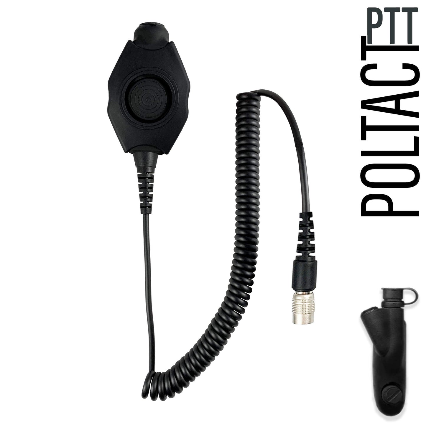 Tactical Radio Amplified PTT for Headset w/ Quick Disconnect(Hirose): US/Civilian/"Peltor" Wiring, Select ComTac III, XPI Models & Select Helicopter Headsets - Motorola: HT750/1250/1550, MTX850/950/960/8250/9250, PR860 & More