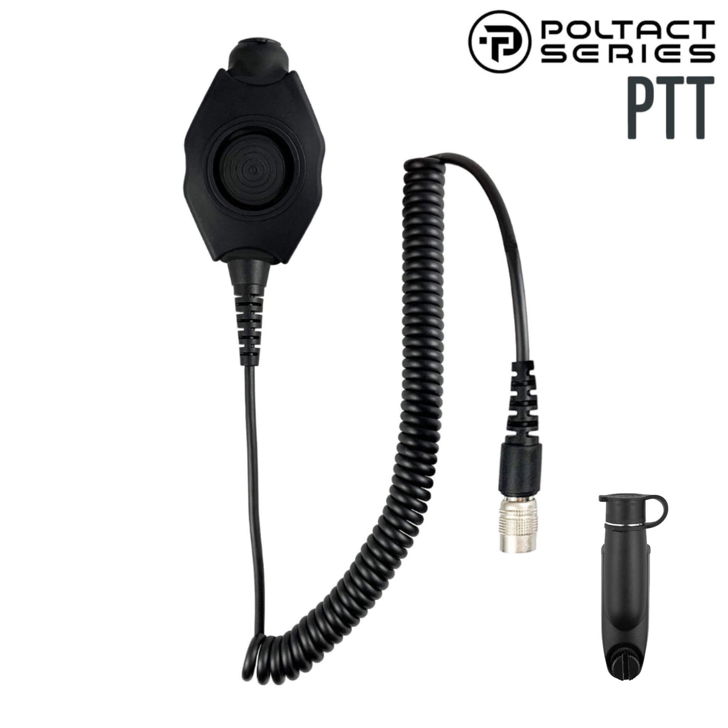 Tactical Radio Amplified PTT for Headset w/ Quick Disconnect(Hirose): US/Civilian/"Peltor" Wiring, Select ComTac III, XPI Models & Select Helicopter Headsets - Motorola/Ailunce/Retevis/HYT/: Select EX500/600 & GP Series, HD2, Siyata, Simoco & More