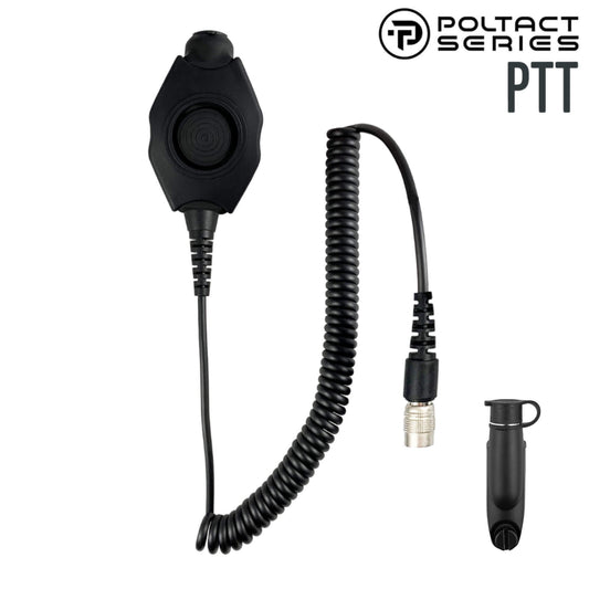 Tactical Radio Amplified PTT for Headset w/ Quick Disconnect(Hirose): NATO/Military Wiring, Gentex, Ops-Core, OTTO, 3M Peltor ComTac, XPI, MSA, Helicopter, & More - Motorola/Ailunce/Retevis/HYT/: Select EX500/600 & GP Series, HD2, Siyata, Simoco & More