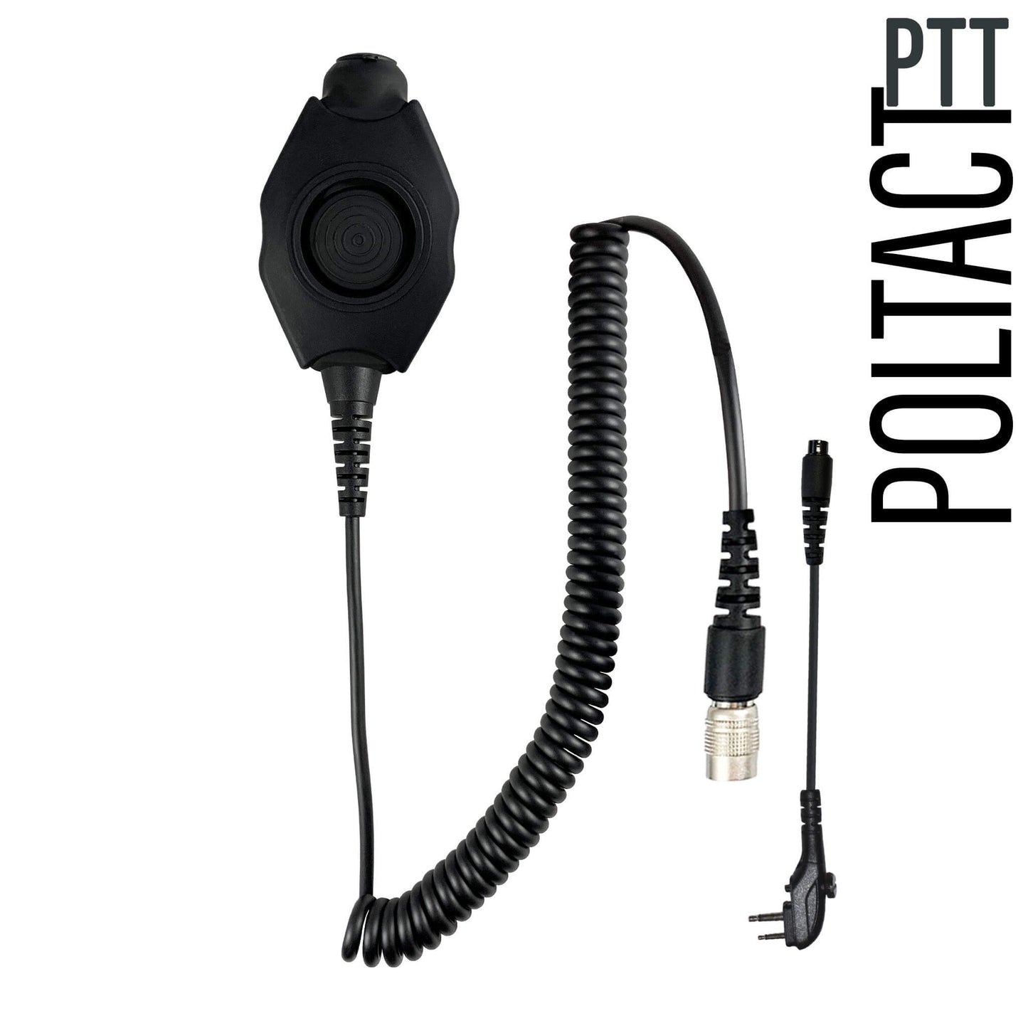 Tactical Radio Adapter/PTT for Headset w/ Quick Disconnect(Hirose): US/Civilian/"Peltor" Wiring, Select ComTac III, XPI Models & Select Helicopter Headsets - Hytera PD-501, PD-562, PD4 Series, TC-Series